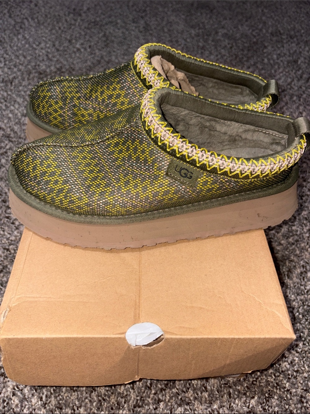 UGG Olive Green Knit Slip-On Winter Tasman